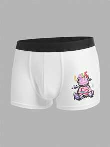 Hombres 5 piezas Calzoncillos boxer con estampado de dibujos animados - Blanco y Negro - Ver 4