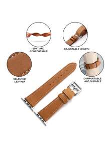 1pc Unisex Apple Business Style PU Leather Watch Band, Compatible With Apple Watch 45/49/38/40/41/42/44/46mm, Compatible With Apple Watch Series Ultra/SE/1-10