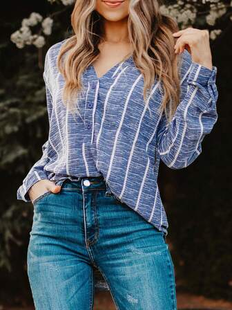 DOKOTOO 條紋印花前紐扣襯衫