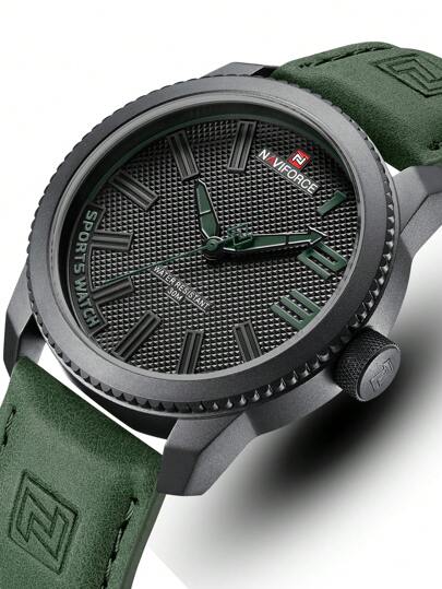 NAVIFORCE 男士圆形指针日期石英手表父亲作为学生返校礼物