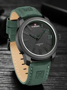 NAVIFORCE Reloj de cuarzo con puntero redondo y fecha como regalo para padres de estudiantes que regresan a la escuela - Verde - Ver 3