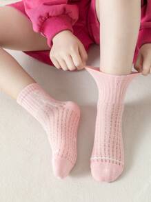 5雙女孩條紋圖案透氣時尚中筒襪適用於日常生活 - 彩色 - 查看 3