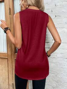 SHEIN LUNE Leopard Print Tank Top - Red - View 2