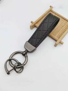 1 Miếng Dập nổi Da Móc chìa khóa Với Thương hiệu Đối với Làm Việc  Nam & NỮ , Mặt dây chuyền chìa khóa Với Tay Dây thừng - màu đen - Xem 1