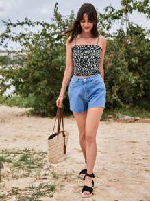 SHEIN Frenchy 碎花吊帶上衣 - 黑與白 - 查看 3