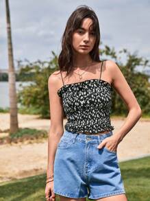 SHEIN Frenchy 碎花吊帶上衣 - 黑與白 - 查看 6