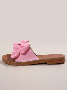 Women Bow Decor Slide Sandals, Fashion Summer Flat Sandals Valentines - Pink - View 5
