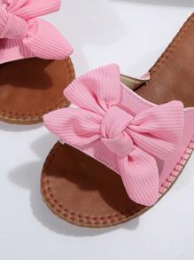 Women Bow Decor Slide Sandals, Fashion Summer Flat Sandals Valentines - Pink - View 6