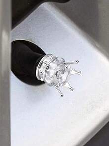 4 piezas Tapa de válvula de neumático de automóvil con diamante de imitación en forma de corona - Blanco - Ver 3