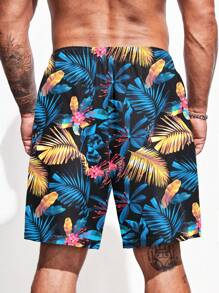 Manfinity KASUA Men Tropical Print Drawstring Waist Shorts - Multicolor - View 2