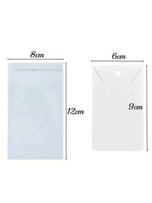 30 cái/bộ Thẻ hiển thị trang sức thông thường & 30 cái/bộ Túi lưu trữ trang sức & 60 cái/bộ DIY Bông tai Nút chặn sau cho phụ nữ để làm đồ trang sức tự làm - trắng - Xem 3