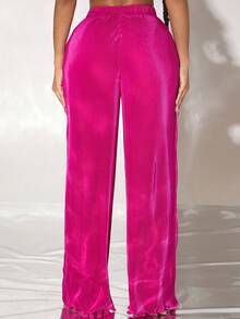SHEIN SXY Solid Wide Leg Trousers - Hot Pink - View 2