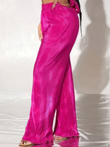 SHEIN SXY Solid Wide Leg Trousers - Hot Pink - View 5
