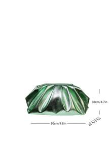 Túi xếp nếp tối giản bằng kim loại Dây đeo dây xích ngộ nghĩnh - màu xanh lá - Xem 6