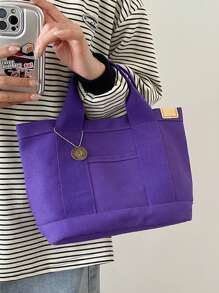 極簡雙把手方包雙把手紫色 - 紫色 - 查看 3