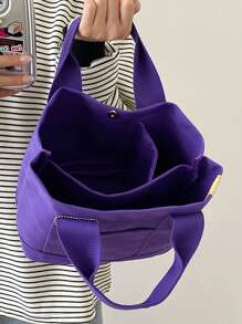 極簡雙把手方包雙把手紫色 - 紫色 - 查看 4