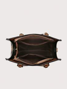 Geometric Pattern Square Bag Medium Double Handle - Multicolor - View 3