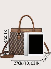 Geometric Pattern Square Bag Medium Double Handle - Multicolor - View 5