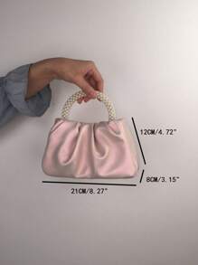 人造珍珠裝飾雲朵包小粉色 - 粉色 - 查看 3