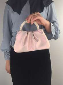 人造珍珠裝飾雲朵包小粉色 - 粉色 - 查看 5