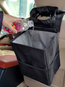 1件黑色牛津布防水耐磨汽车垃圾桶 - 黑色 - 查看 7