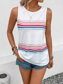 SHEIN Unity Áo khoác và áo lót dành cho xe tăng nữ Sọc Giải trí - trắng - Xem 1