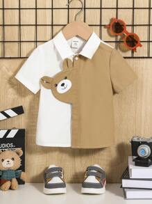 SHEIN 嬰兒卡通圖案雙色3D耳朵設計襯衫 - 彩色 - 查看 1