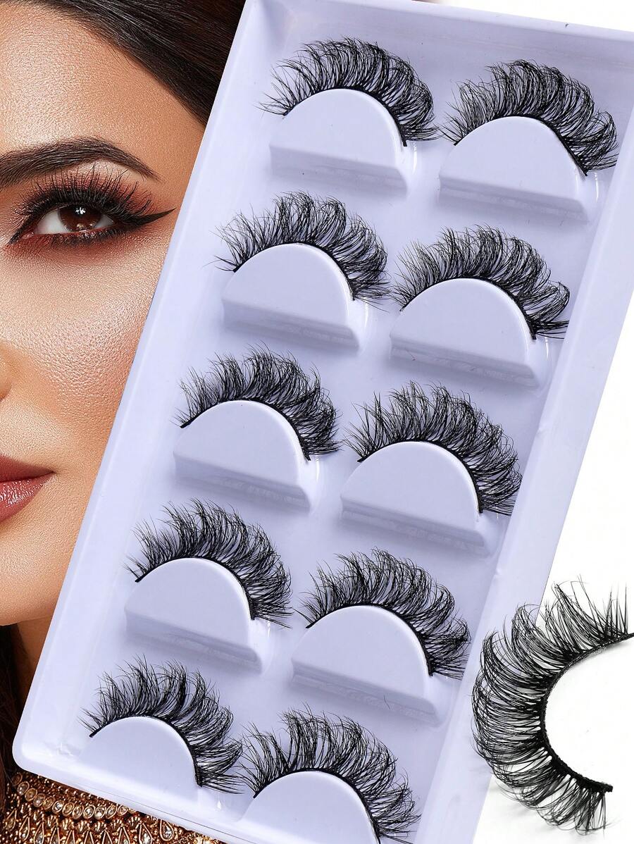 5 pares volumizada falso pestañas - Negro - Ver 1