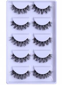 5 pares volumizada falso pestañas - Negro - Ver 4