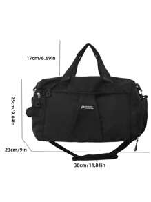 Large Capacity Travel Bag Sporty Letter Patch Decor Zipper