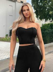 Firerie Rhinestone Detail Crop Tube Top