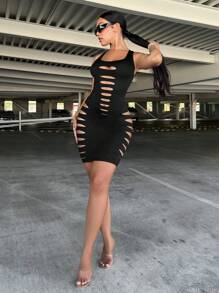 shein sxy solid cut out bodycon dress bodycon black cocktail dress