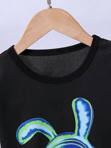 SHEIN Toddler Boys Cartoon Graphic Tee - Black - View 3