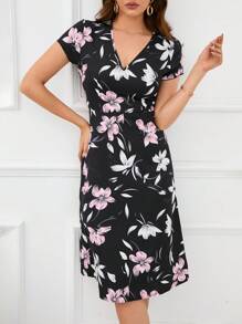 SHEIN Clasi 印花V領連衣裙 - 彩色 - 查看 2