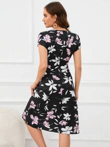 SHEIN Clasi 印花V領連衣裙 - 彩色 - 查看 3