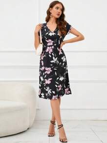SHEIN Clasi 印花V領連衣裙 - 彩色 - 查看 6