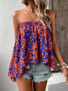 SHEIN VCAY Áo nữ Bất đối xứng Cao thấp Tất cả trên in Giải trí - Nhiều màu - Xem 4