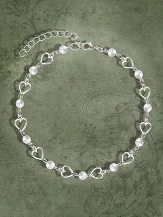 Fairycore 1 pieza Collar moda aleación de cobre con corazón & con diseño de cuenta para mujeres para decoración diaria