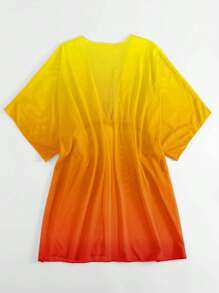 Ombre Tie Front Kimono - Orange - View 2