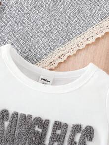 Baby Boy Letter Patched Tee & Shorts Set - Blue and White - View 4