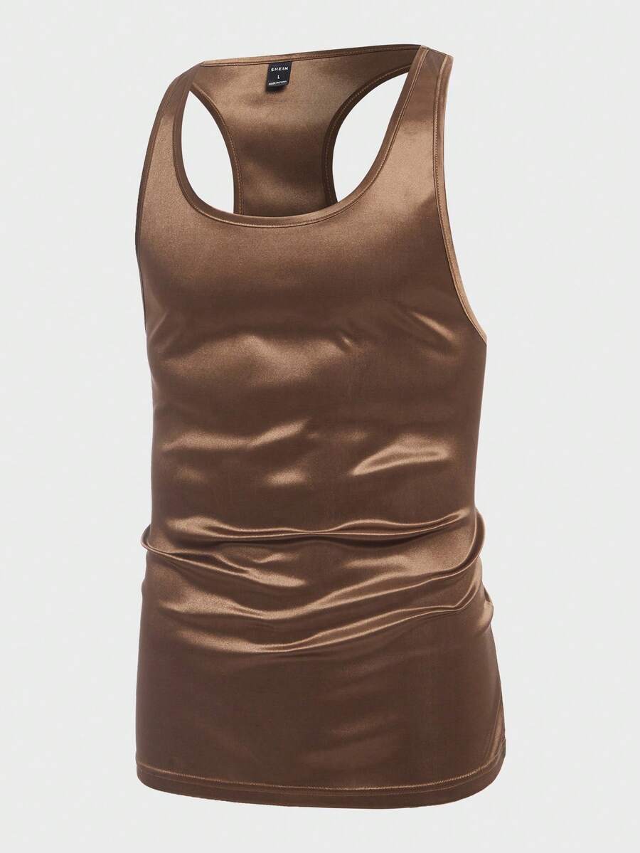 Manfinity AFTRDRK Men Solid Tank Top - Coffee Brown - View 1