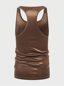 Manfinity AFTRDRK Men Solid Tank Top - Coffee Brown - View 2