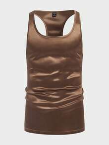 Manfinity AFTRDRK Men Solid Tank Top - Coffee Brown - View 3