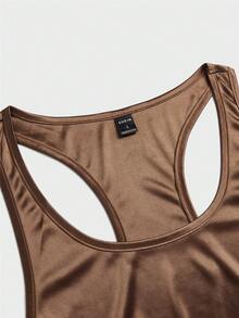Manfinity AFTRDRK Men Solid Tank Top - Coffee Brown - View 4
