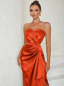 Đầm Vắt Dây kéo Xù màu trơn Thanh lịch - trái cam - Xem 6