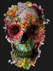 Ali Gulec Skull & Floral Print Tank Top - Black - View 2