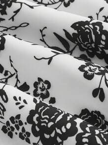 SHEIN MOD Floral Print Tie Shoulder Cami Dress - Black and White - View 4