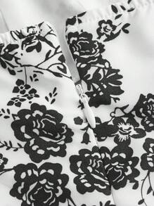 SHEIN MOD Floral Print Tie Shoulder Cami Dress - Black and White - View 3