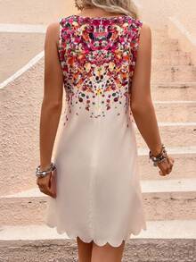 SHEIN LUNE 印花貝殼邊背心連衣裙