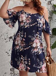 SHEIN LUNE Đầm Plus Size Hoa Tất cả trên in Boho - Nhiều màu - Xem 5